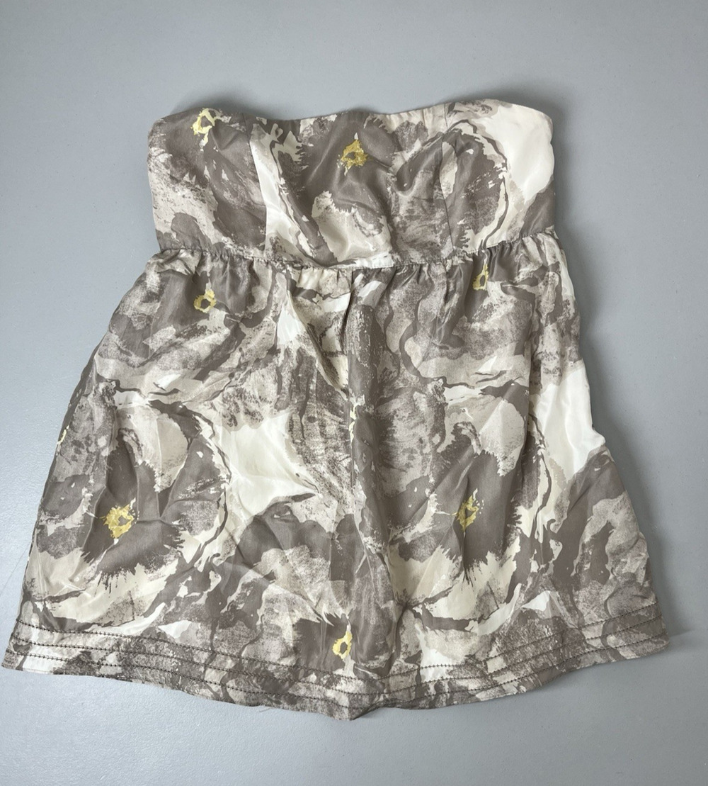 Banana Republic Strapless Silk Floral A Line Babydoll Top 6 Ruffle Feminine